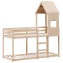 Cama litera con techo de madera maciza de pino 75x190 cm de , Camas y somieres - Ref: Foro24-3282007, Precio: 208,81 €, Descu...