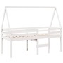 Cama alta con techo blanca madera maciza pino blanca 90x200 cm de , Camas y somieres - Ref: Foro24-3282093, Precio: 220,62 €,...
