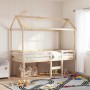 Cama alta con techo madera maciza de pino 80x200 cm de , Camas y somieres - Ref: Foro24-3282135, Precio: 196,67 €, Descuento: %