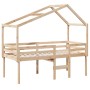 Cama alta con techo madera maciza de pino 90x190 cm de , Camas y somieres - Ref: Foro24-3282058, Precio: 191,49 €, Descuento: %