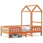 Estructura cama con techo madera maciza pino marrón 90x200 cm de , Camas y somieres - Ref: Foro24-3282161, Precio: 191,83 €, ...