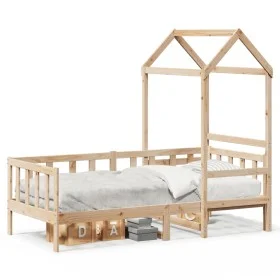 Sofá cama con techo de madera maciza de pino 80x200 cm de , Camas y somieres - Ref: Foro24-3282212, Precio: 171,13 €, Descuen...