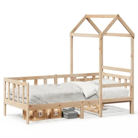 Sofá cama con techo de madera maciza de pino 80x200 cm de , Camas y somieres - Ref: Foro24-3282212, Precio: 171,13 €, Descuen...