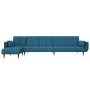 Sofá cama en forma de L terciopelo azul 275x140x70 cm de , Sofás - Ref: Foro24-3157205, Precio: 452,59 €, Descuento: %