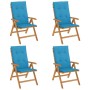 Sillas de jardín reclinables y cojines 4 uds madera maciza teca de , Sillas de jardín - Ref: Foro24-3196467, Precio: 659,53 €...