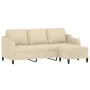 3-seater sofa with cream fabric ottoman 180 cm by , Sofas - Ref: Foro24-3201137, Price: 363,98 €, Discount: %