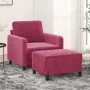 Sillón con taburete terciopelo rojo tinto 60 cm de , Sofás - Ref: Foro24-3201168, Precio: 208,40 €, Descuento: %