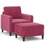 Sillón con taburete terciopelo rojo tinto 60 cm de , Sofás - Ref: Foro24-3201168, Precio: 208,40 €, Descuento: %