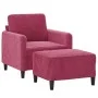 Sillón con taburete terciopelo rojo tinto 60 cm de , Sofás - Ref: Foro24-3201168, Precio: 208,40 €, Descuento: %