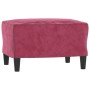 Sofá de 3 plazas con taburete de terciopelo rojo tinto 180 cm de , Sofás - Ref: Foro24-3201219, Precio: 343,25 €, Descuento: %