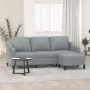 Sofá de 3 plazas con taburete de tela gris claro 180 cm de , Sofás - Ref: Foro24-3201135, Precio: 310,24 €, Descuento: %