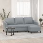 Sofá de 3 plazas con taburete de tela gris claro 180 cm de , Sofás - Ref: Foro24-3201135, Precio: 294,77 €, Descuento: %