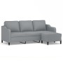 Sofá de 3 plazas con taburete de tela gris claro 180 cm de , Sofás - Ref: Foro24-3201135, Precio: 294,77 €, Descuento: %