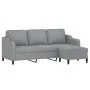 Sofá de 3 plazas con taburete de tela gris claro 180 cm de , Sofás - Ref: Foro24-3201135, Precio: 310,24 €, Descuento: %