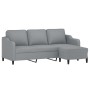 Sofá de 3 plazas con taburete de tela gris claro 180 cm de , Sofás - Ref: Foro24-3201135, Precio: 294,77 €, Descuento: %