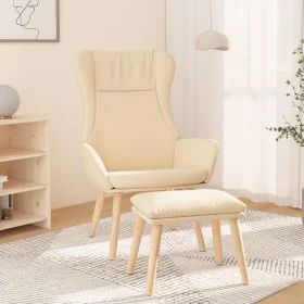 Sillón de relax con taburete tela color crema de , Sillones - Ref: Foro24-3097884, Precio: 144,68 €, Descuento: %