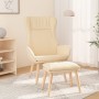Sillón de relax con taburete tela color crema de , Sillones - Ref: Foro24-3097884, Precio: 147,29 €, Descuento: %