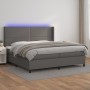 Cama box spring colchón y LED cuero sintético gris 200x200 cm de , Camas y somieres - Ref: Foro24-3139347, Precio: 719,59 €, ...