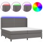 Cama box spring colchón y LED cuero sintético gris 200x200 cm de , Camas y somieres - Ref: Foro24-3139347, Precio: 719,59 €, ...