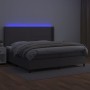Cama box spring colchón y LED cuero sintético gris 200x200 cm de , Camas y somieres - Ref: Foro24-3139347, Precio: 719,59 €, ...
