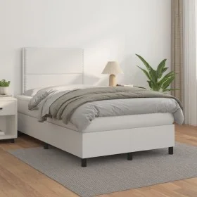Cama box spring con colchón cuero sintético blanco 120x200 cm de , Camas y somieres - Ref: Foro24-3142774, Precio: 403,54 €, ...