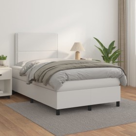Cama box spring con colchón cuero sintético blanco 120x200 cm de , Camas y somieres - Ref: Foro24-3142774, Precio: 409,54 €, ...