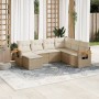 Set sofás de jardín 7 piezas y cojines ratán sintético beige en Conjuntos de jardín | Comprar online en Foru.es