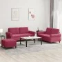 3-piece red velvet sofa set with cushions by , Sofas - Ref: Foro24-3202224, Price: 581,14 €, Discount: %