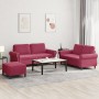 Juego de sofás con cojines 3 piezas terciopelo rojo tinto de , Sofás - Ref: Foro24-3202224, Precio: 591,56 €, Descuento: %