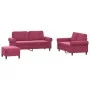 Juego de sofás con cojines 3 piezas terciopelo rojo tinto de , Sofás - Ref: Foro24-3202224, Precio: 581,14 €, Descuento: %