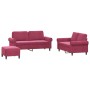 Juego de sofás con cojines 3 piezas terciopelo rojo tinto de , Sofás - Ref: Foro24-3202224, Precio: 591,56 €, Descuento: %