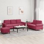 Juego de sofás con cojines 3 piezas terciopelo rojo tinto de , Sofás - Ref: Foro24-3202264, Precio: 601,41 €, Descuento: %