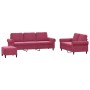 Juego de sofás con cojines 3 piezas terciopelo rojo tinto de , Sofás - Ref: Foro24-3202264, Precio: 601,41 €, Descuento: %