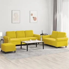 Juego de sofás con cojines 3 piezas terciopelo amarillo de , Sofás - Ref: Foro24-3202266, Precio: 528,71 €, Descuento: %