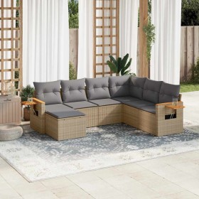 Set sofás de jardín 7 piezas y cojines ratán sintético beige en Conjuntos de jardín | Comprar online en Foru.es
