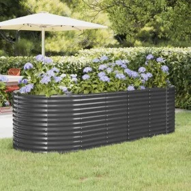 Planter raised bed in anthracite powder-coated steel, 249x100x68cm by , Pots and planters - Ref: Foro24-319066, Price: 146,02...