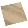 Self-adhesive PVC floor tiles, 55 units, brown with striped pattern, covering 5.11 square meters. by , Floors and carpets - R...