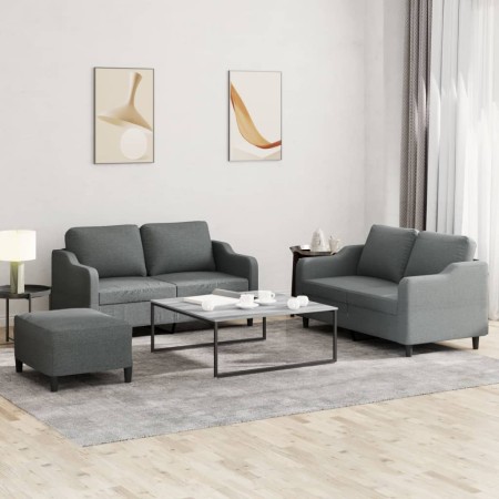 Juego de sofás con cojines 3 piezas tela gris oscuro de , Sofás - Ref: Foro24-3201811, Precio: 452,12 €, Descuento: %