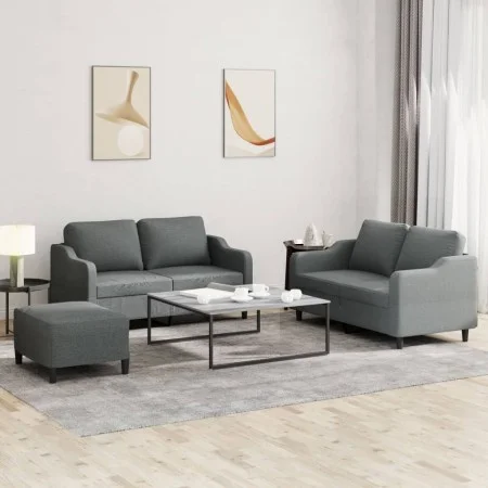 Three-piece dark gray fabric sofa set with cushions by , Sofas - Ref: Foro24-3201811, Price: 447,55 €, Discount: %