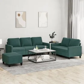 Juego de sofás con cojines 3 piezas terciopelo verde oscuro de , Sofás - Ref: Foro24-3201528, Precio: 535,38 €, Descuento: %