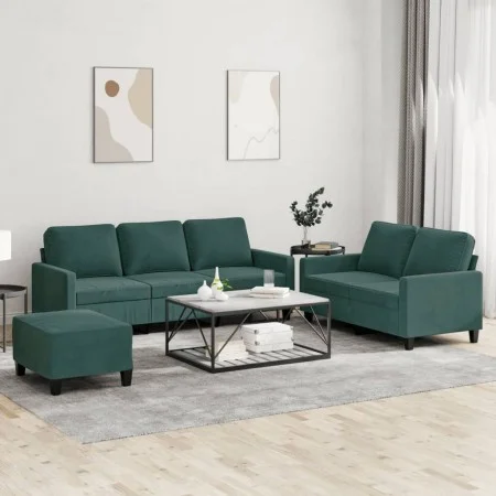 Juego de sofás con cojines 3 piezas terciopelo verde oscuro de , Sofás - Ref: Foro24-3201528, Precio: 535,38 €, Descuento: %