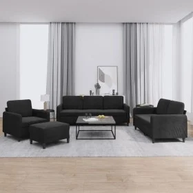Juego de sofás 4 piezas terciopelo negro de , Sofás - Ref: Foro24-3201949, Precio: 657,99 €, Descuento: %