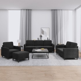Juego de sofás 4 piezas terciopelo negro de , Sofás - Ref: Foro24-3201949, Precio: 656,93 €, Descuento: %