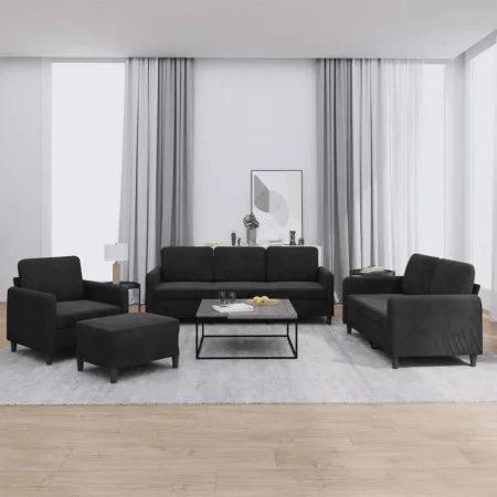 Juego de sofás 4 piezas terciopelo negro de , Sofás - Ref: Foro24-3201949, Precio: 657,99 €, Descuento: %