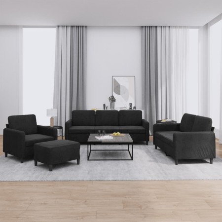 Juego de sofás 4 piezas terciopelo negro de , Sofás - Ref: Foro24-3201949, Precio: 656,93 €, Descuento: %