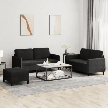 Set mit 3 teiligen Sofas aus schwarzem Samt von , Sofas - Ref: Foro24-3201989, Preis: 445,99 €, Rabatt: %
