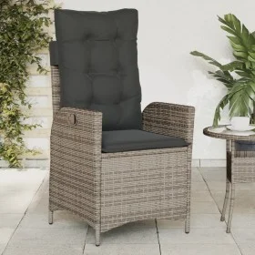 Sillón reclinable de jardín con cojines ratán sintético gris de , Sillas de jardín - Ref: Foro24-365259, Precio: 134,75 €, De...