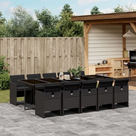 Set de comedor jardín 11 pzas con cojines ratán sintético negro de , Conjuntos de jardín - Ref: Foro24-3210571, Precio: 932,7...