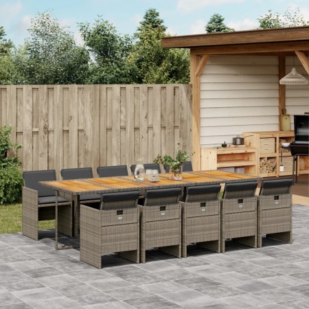 Set de comedor de jardín 11 pzas y cojines ratán sintético gris de , Conjuntos de jardín - Ref: Foro24-3210578, Precio: 1,00 ...