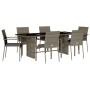 Set comedor jardín 7 pzas y cojines ratán sintético gris de , Conjuntos de jardín - Ref: Foro24-3213496, Precio: 520,82 €, De...